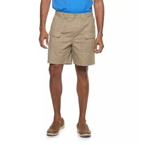 Men's Croft & Barrow Beige Side-Elastic 7.5-inch Cargo Shorts Size 42
